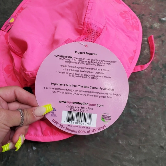 Sun Protection Zone Pink Floral Kids Hat - Picture 5 of 8
